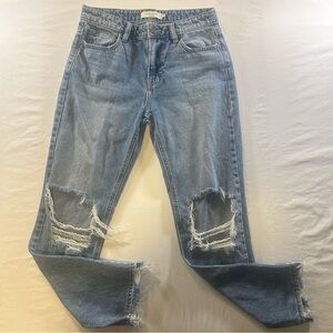 Hidden Los Angeles Distressed Mom Jeans Women’s 26 Raw Hem